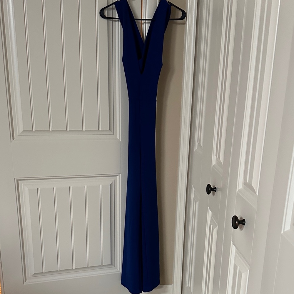 Elegant Blue Sleeveless pantsuit